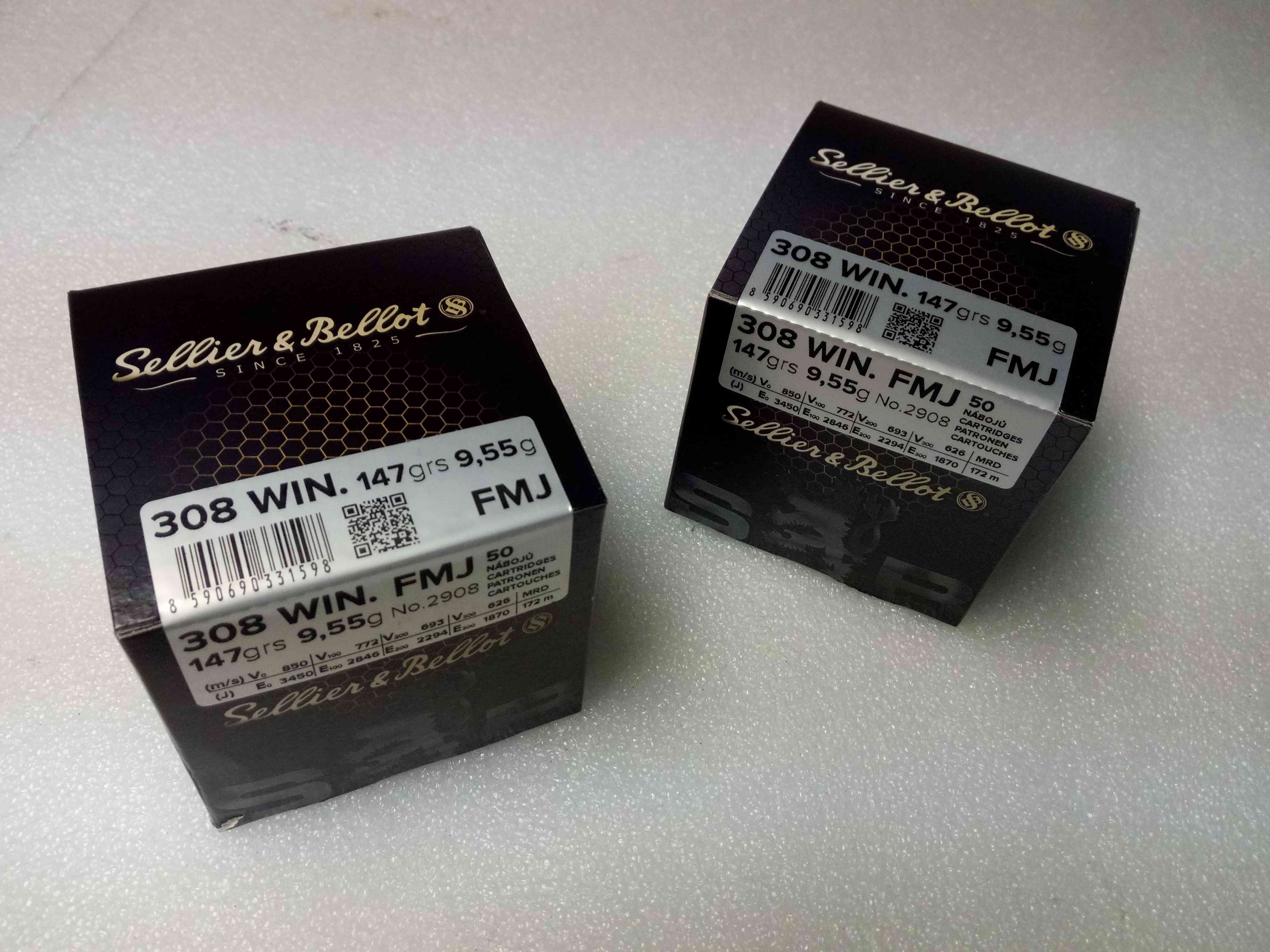 Náboj 308 Win FMJ SB 8,0g / 124grs,  balení po 50ks