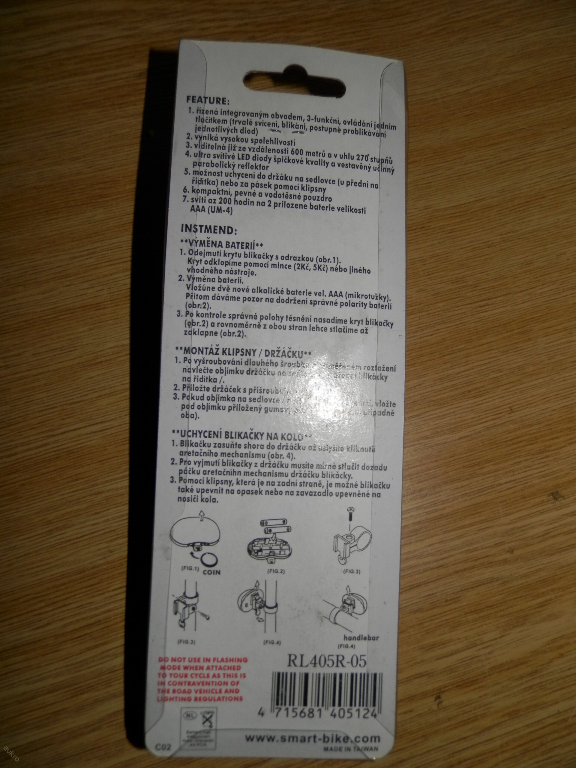 Světlo na jídzní kolo, blikačka Smart - G13C 