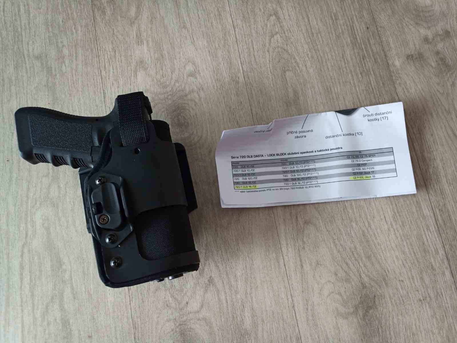 Pouzdro P-10C, GLOCK 19, DASTA 720-1 DLB 16/OZ